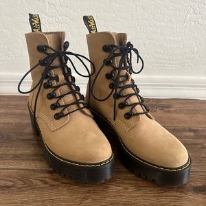 Dr Doc Martens Leona Sand Milled Nubuck Lace Up Boots
